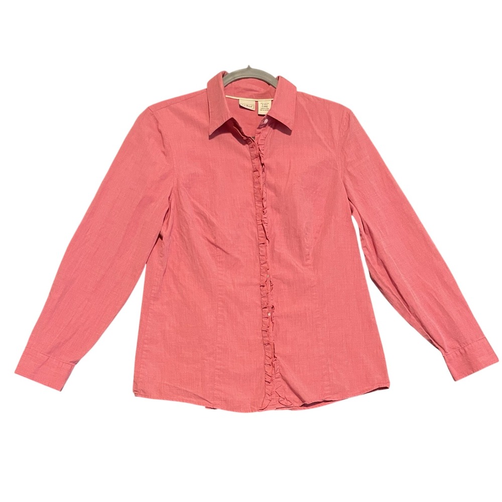 LL Bean Women's Pink Medium Button Up Breathable Outdoor Hiking Fishing